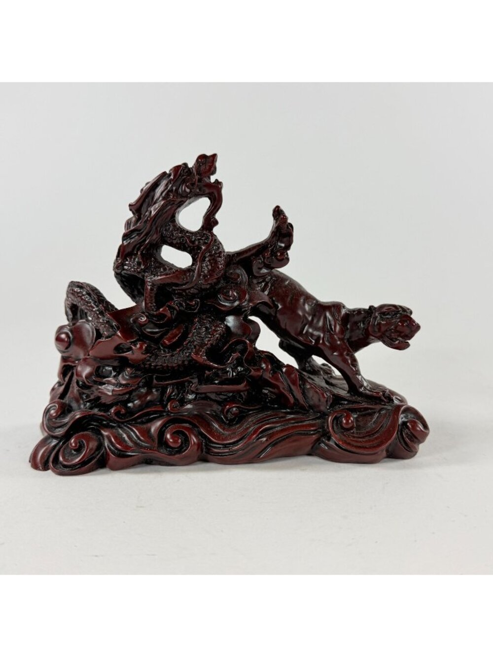Vintage Chinese Japanese Red Resin Dragon Tiger Figurine Home Decor